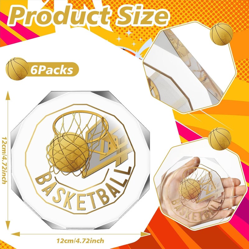 Anglechic 6 Pack Sports Trophy Acrylic Award Medals 4.72 x 4.72 Inch Sports Contest Trophies Bulk Plaques Team Prize Gift Trophies for Competition - Image 2